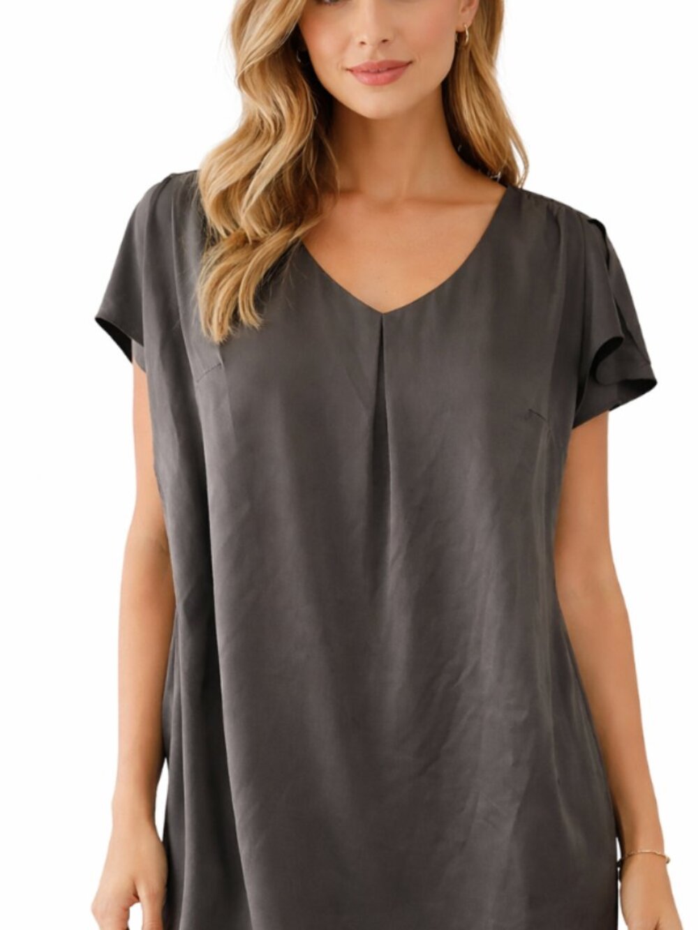 Elegant Asymmetrical Dark Gray Silk Dress